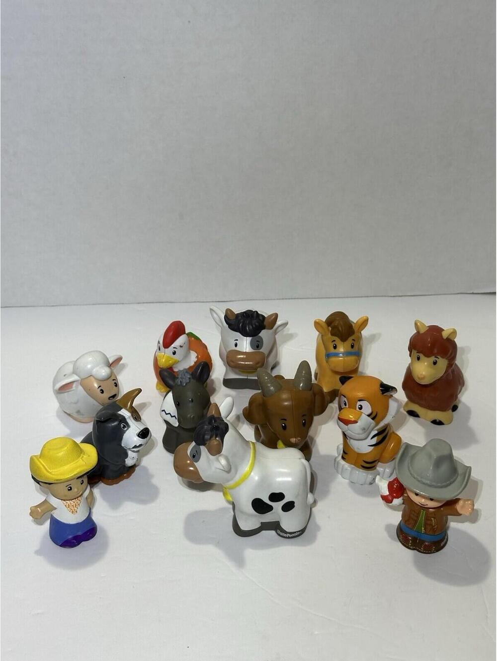 Fisher Price Little People Animal Lot 11pc Farm Safari Tiger Llama Cow Goat Dog